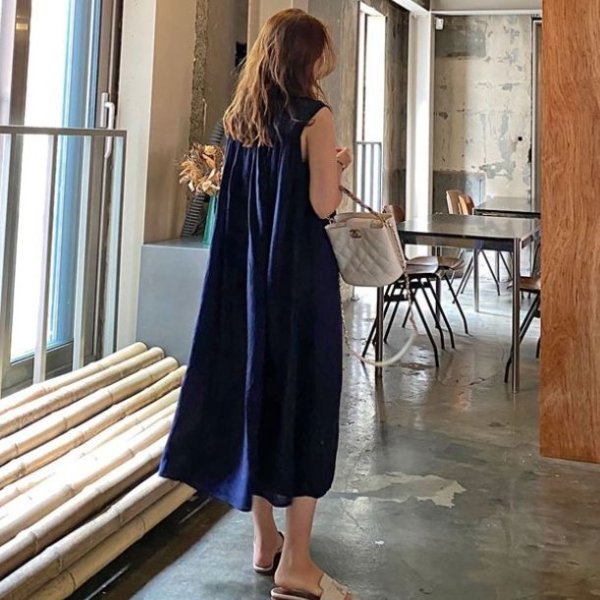 画像4: ストレートルーズ無地ワンピース (4)