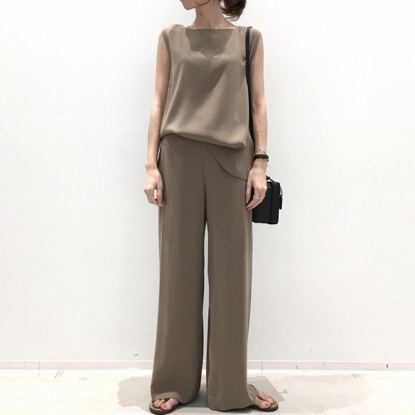 画像2: 2点セットノースリーブタンクトップストレートパンツ (2)