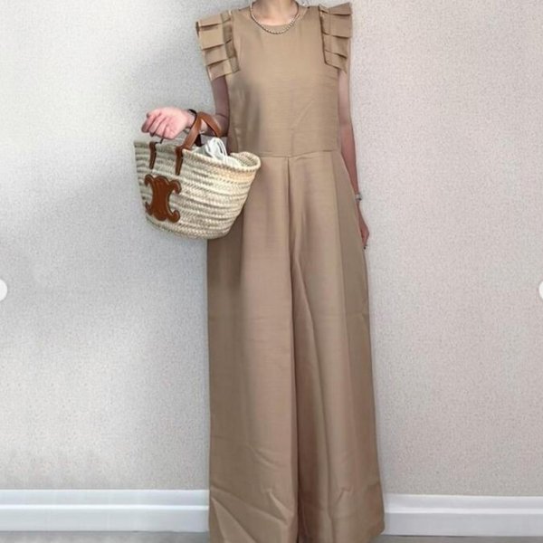 画像3: カジュアル無地ゆったりハイウエスト２色コーディネート自在オールインワン (3)